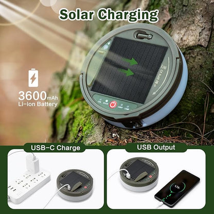 Solar Camping String Lights, 4 in 1 Outdoor Camping Lantern with 8 Lighting Modes(72.2Ft), Quick 30s Recovery, Waterproof, Type-C Fast Charging, Portable Camping Lights for Camping/Yard/Hiking