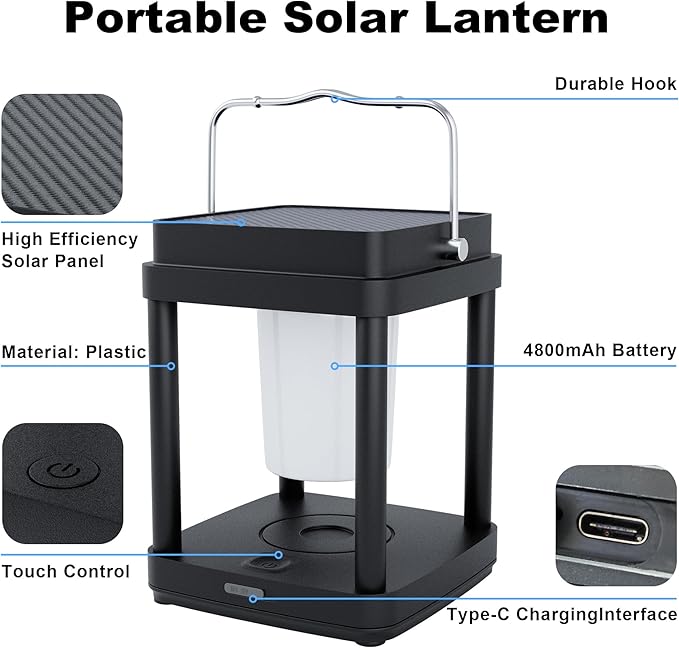 Courtyard Solar Lantern Set, Rustic Porch Lighting