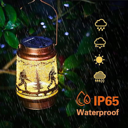 Bigfoot Solar Lanterns Outdoor Waterproof Hanging Solar Lights Big Foot Sasquatch Gifts for Men Women Metal Decorative LED Lanterns for Yard, Patio, Lawn, Pathway, Landscape, Garden Decor
