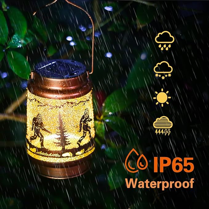 Solar Bigfoot Lanterns 2-Pack, Garden Hanging LED Decor