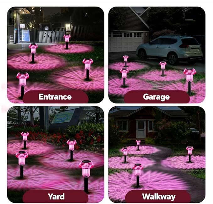 4-Pack Solar Pathway Lights, Waterproof LED Walkway Lights