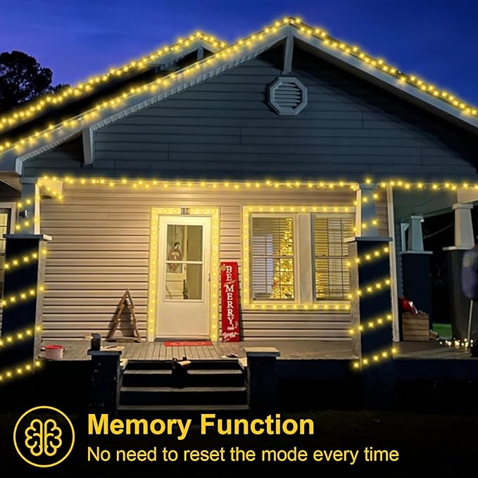 QITONG 2 Pack Warm White Battery Operated String Lights, Each 33ft 100 LED Christmas Lights Outdoor with Remote, Green Wire Twinkle Lights Indoor
