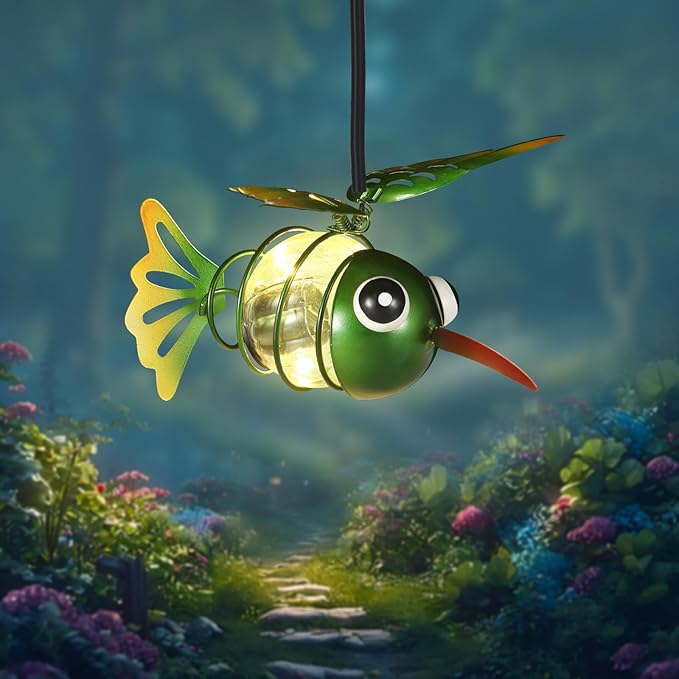 Solar Hummingbird Hanging Pendant Lantern, Waterproof