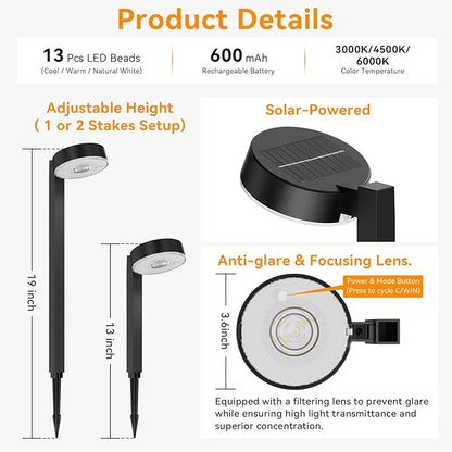 Sparkblaze 12 Pack Solar Pathway Lights Outdoor, LED Solar Path Lights with Warm White/Neutral White/Cold White, Solar Landscape Lighting for Yard, Garden, Lawn & Walkway.