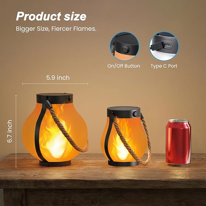 Hompavo Larger Gen2 Solar Lanterns Outdoor, Dual Charging (USB/Solar) & 2-Mode - Waterproof Decorative Hanging/Table Lights for Yard Patio Garden Halloween Christmas Decor, Birthday Gifts for Women, 2