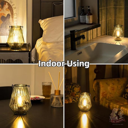 Battery Operated Lamp Hanging,Cordless LED Table Lamp with Timer, Decorative Lantern Lights Outdoor Indoor Decor for Patio/Home/Hallway/Deck/Spareroom/Bedroom/Tabletop/Fireplace/Vintage Style (LGreen)