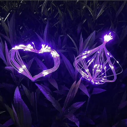 JJGoo Solar Firework Lights, 2 Pack 180 LEDs 2 Lighting Modes Solar Lights Outdoor Waterproof for Garden Patio Walkway Pathway Party Wedding Christmas Decorative - Purple