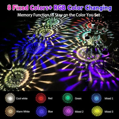 8Pack Solar Pathway Lights Outdoor, Color Changing+8 Fixed Color (Warm White, Cool White, Colored) Solar Lights Outdoor, Bright Solar Powered Garden Light