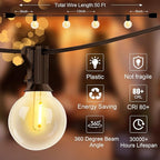 Outdoor String Lights, 50ft Black Waterproof LED