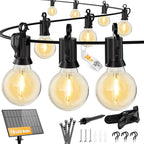 Brightown 38ft Solar String Lights, 16 Shatterproof LED Bulbs with USB Charging, Outdoor Patio & Cafe Lights