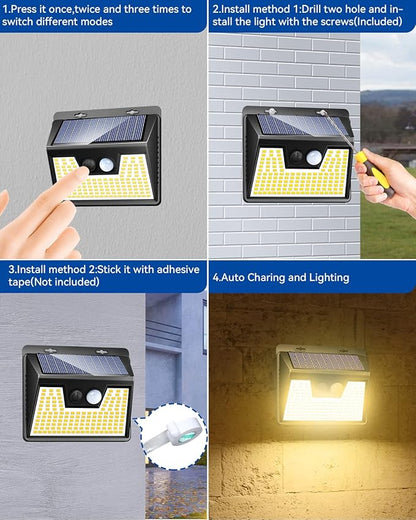 Peasur Solar Outdoor Lights [15 Pack/140LED], 3000K Warm Light Motion Sensor Outdoor Powered Security Lights 3 Working Modes Waterproof for Outside Garden Yard