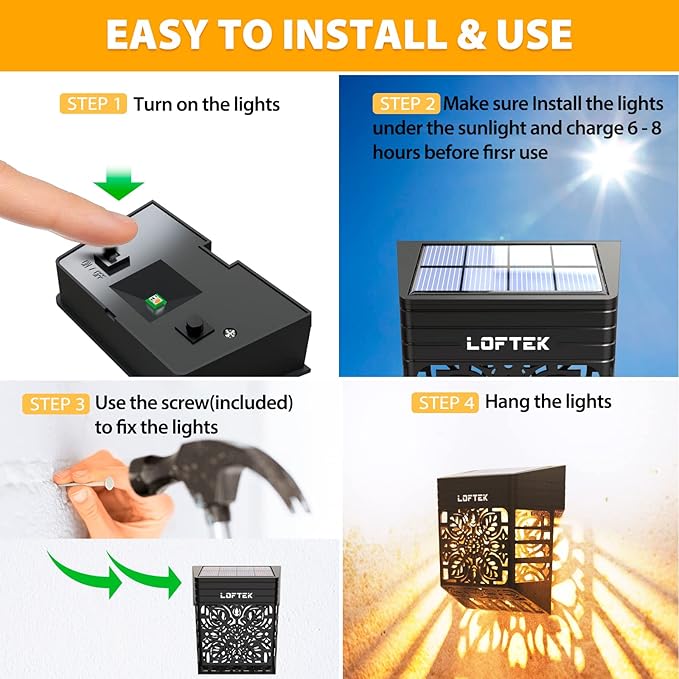 8-Pack Solar Deck Lights, Warm White Waterproof LED