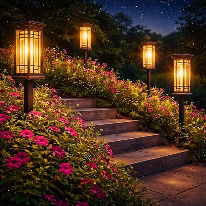 4 Pack Solar Lights Outdoor Waterproof - Solar Powered Outdoor Lights for Patio Yard Pathway Walkway Lawn Garden Decor Landscape Lighting Solar Lights Outdoor