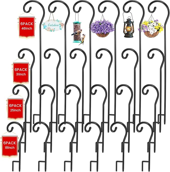 24-Pack 46" Shepherd's Hooks, Heavy-Duty Garden Stakes