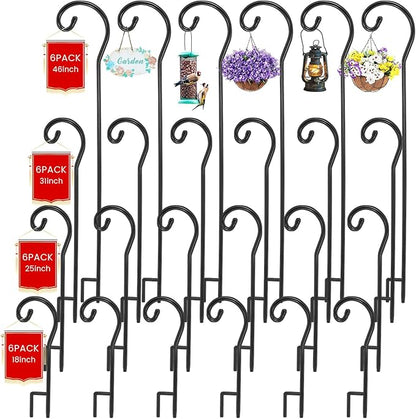 24-Pack 46" Shepherd's Hooks, Heavy-Duty Garden Stakes