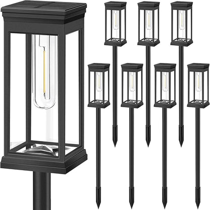 BesLowe Upgraded Solar Pathway Lights Outdoor, 8-Pack Large LED Solar Light Outdoor Waterproof, Super Bright Outside Lights for Yard, Sun-Powered Landscape Lighting for Garden Walkway, Warm White