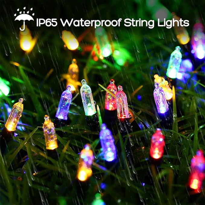 Jnaurb Battery Christmas Lights, 33ft 100 LED Christmas Decorative Lights with 8 Modes & Timer, Waterproof Battery Operated Fairy Light for Party, Patio, Xmas Tree Decorations(Multicolor)