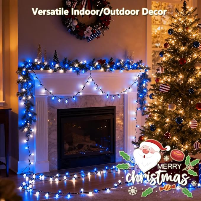 2-Pack Christmas String Lights, 18ft 50 LED Waterproof Twinkle Lights