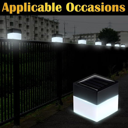 Hicarer 12 Pack Solar Fence Post Cap Lights 2in x 2in Solar Post Cap Fence Lights for Garden, Gazebos, Street Wall (White)