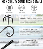Outdoor Shepherd Hooks 60 inch Tall for Bird Feeder (2 Packs), Adjustable Metal Garden Poles for Hanging Plants Solar Light Lantern, Bright Black