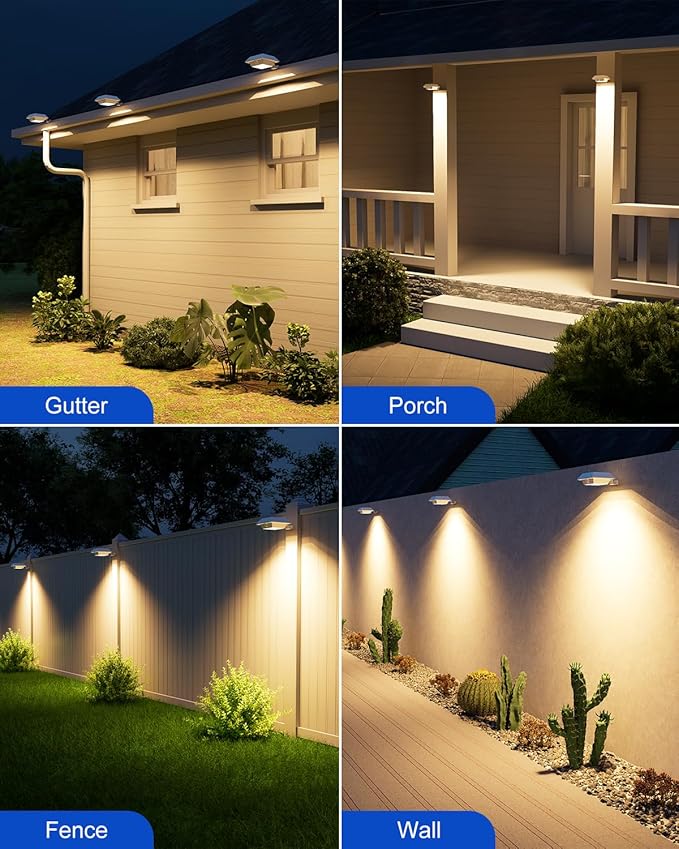 4-Pack Warm White Solar Dock Lights, Outdoor LED