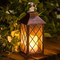 Courtyard Solar Hanging Lanterns, Metal Backyard Decor