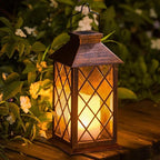Courtyard Solar Hanging Lanterns, Metal Backyard Decor