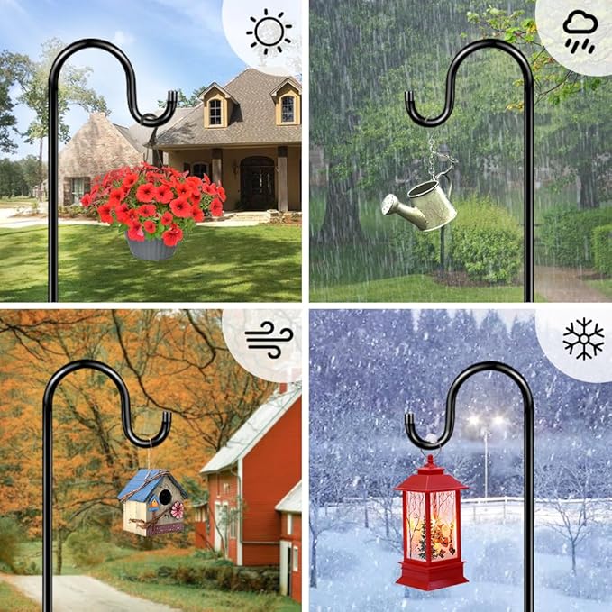 2-Pack 48" Shepherd's Hooks, Heavy-Duty Garden Stakes