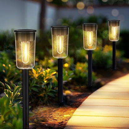 8 Pack Solar Pathway Lights, Solar Lights Outdoor Waterproof Garden Stake for Outside Yard Landscape Path Walkway Driveway Lawn Decor