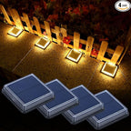 4-Pack Solar Ground Disk Lights, Warm White Waterproof LED