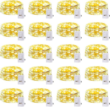 20-Pack 20 LED Christmas Twinkle Lights, 7ft Waterproof for Porch