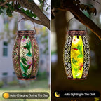 Metal Hummingbird Solar Lanterns for Backyard, Waterproof LED