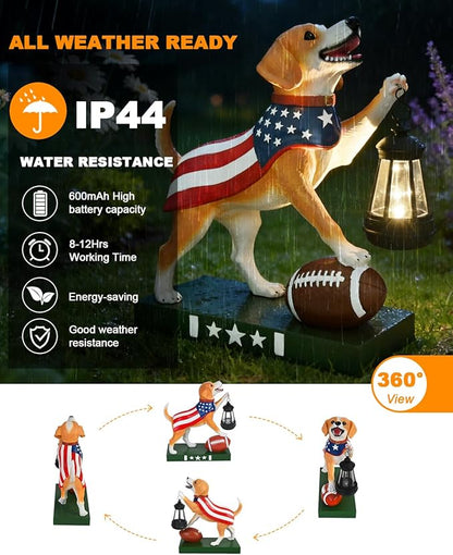 Solar Dog Garden Statue with Lantern - Unique Gifts for Women Mom Grandma, Sculpture Outdoor Decor for Patio, Porch, Yard, Lawn, Balcony