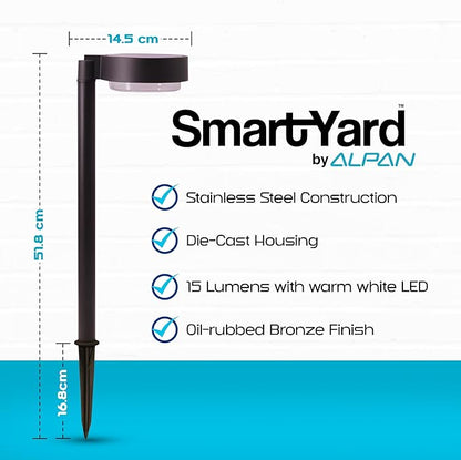 Solar Pathway Lights – 4 Pack, 6 Lumens LED, Warm White Light, Weather-Resistant Aluminum & Stainless Steel, Outdoor Garden Lighting, Easy Stake Installation, Waterproof, Durable for Yard & Pathways