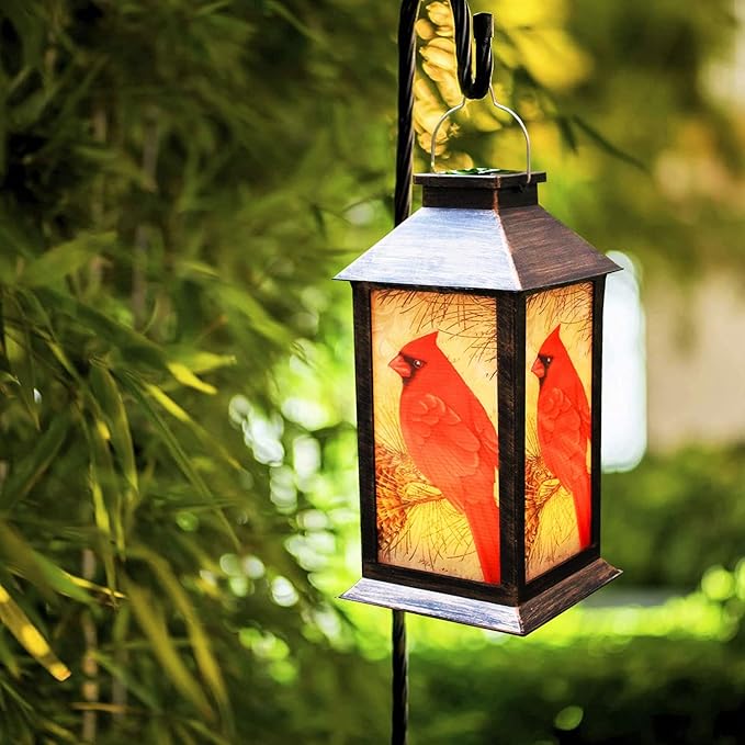 Solar Lanterns, Outdoor Hanging Lanterns Waterproof LED Solar Cardinal Lights Tabletop Lamp for Outdoor Patio Garden as Gifts for Mom Grandma Women