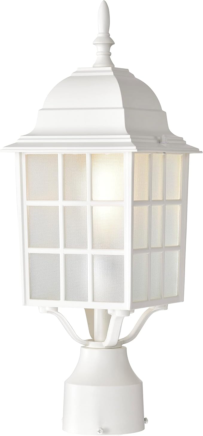 Nuvo Lighting 60/4907 Adams One Light Post Lantern 100 Watt A19 Max. Frosted Glass White Outdoor Fixture