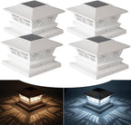 4-Pack Solar Post Cap Lights, 2-Mode Warm White Waterproof