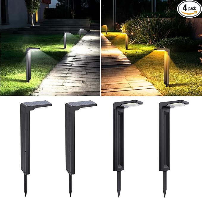 Solar Garden Path Lights 4-Pack, Waterproof