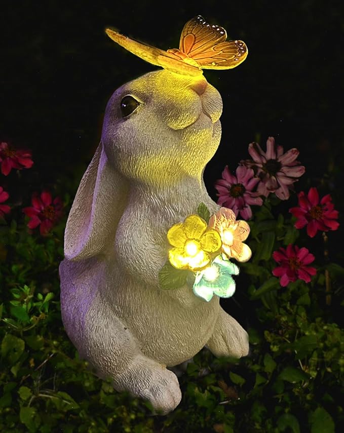 Solar Rabbit Statue Light, Yard Decor