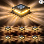 Solar Post Cap Lights 6-Pack, 2-Mode Waterproof LED