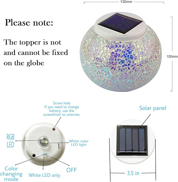 Solar Mosaic Statue Light, Yard Decor