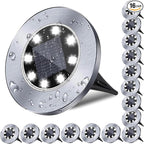 Solar Flat Disk Lights, Waterproof Garden