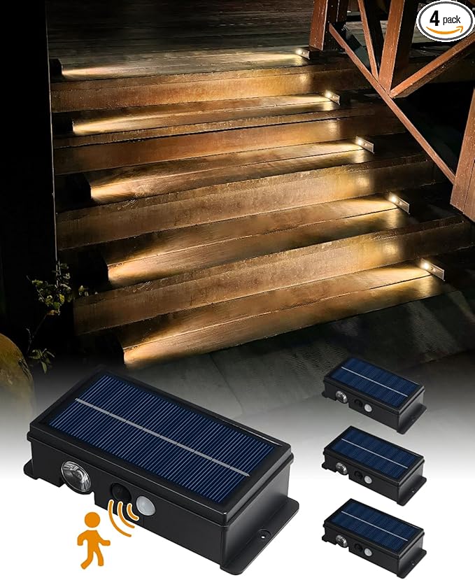 Solar Step Lights 4-Pack, Waterproof Yard