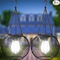2-Pack Hanging Solar Outdoor Lanterns, Decorative Waterproof LED
