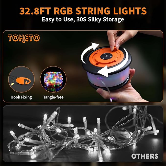 8ft RGB Outdoor Edison String Lights, Weatherproof