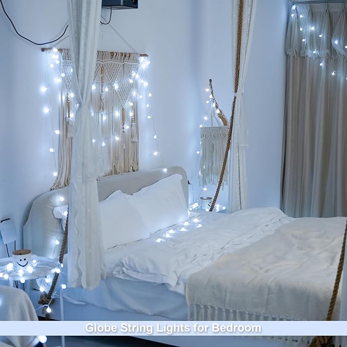 Outdoor String Lights, 33ft White Waterproof LED