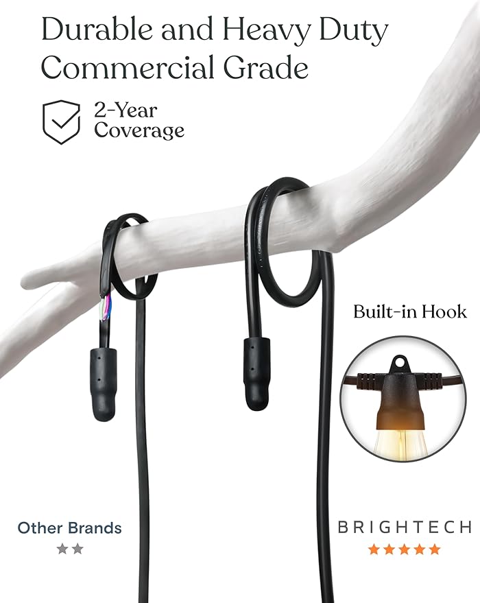 White Yard String Lights, Weatherproof LED