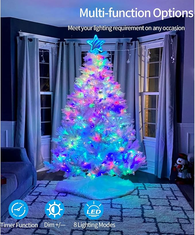 echosari Battery Christmas String Lights 100 LEDs Outdoor LED Fairy String Lights with Remote Button Cell(Dimmable, Timer, 8 Modes) - Multicolor
