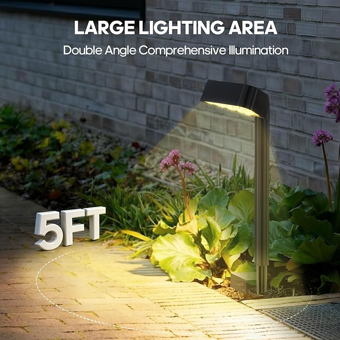 Solar Pathway Lights Outdoor, 4 Pack, 15 LED Brighter Solar Path Lights Waterproof with Upgraded Solar Panel, Up to 12Hrs Modern Landscape Lights for Backyard Garden Walkway Driveway Patio Lawn Decor
