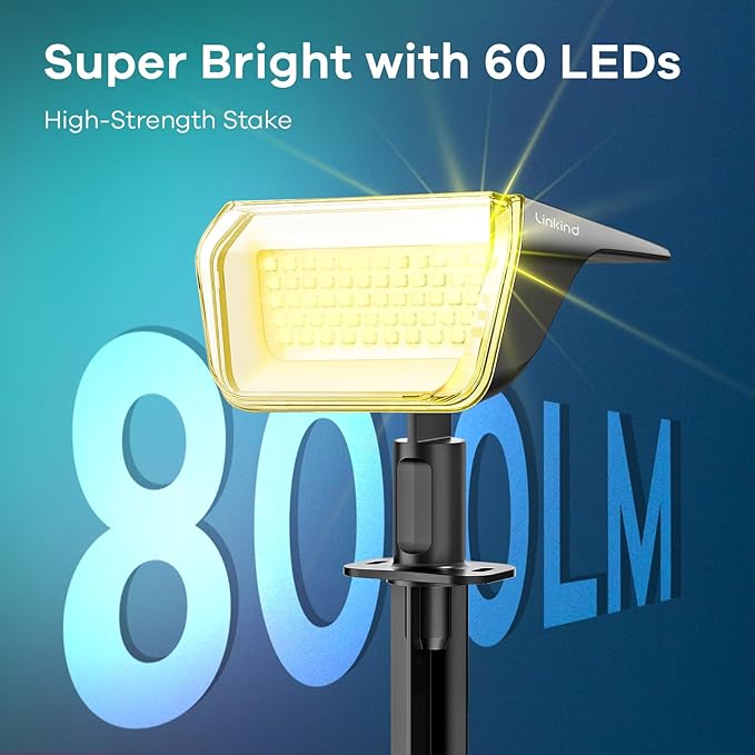 60 LED Solar Garden Spotlights 4-Pack, LED